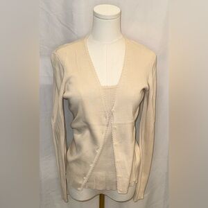 Ann Taylor Cream Sweater Set with Sleeveless Top and Cardigan